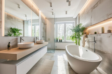 Fototapeta premium interior of a modern bathroom in light colors