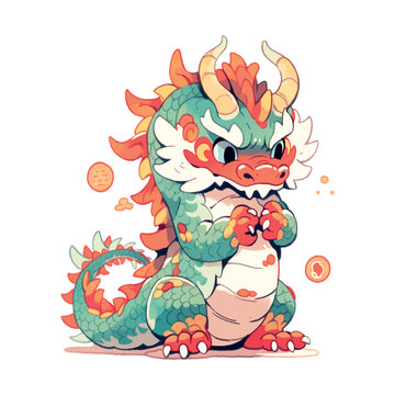 chinese angry dragon 2024 vector illustration