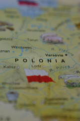 vertical map of Poland, with the tourist map with the flag of Poland in travel concept