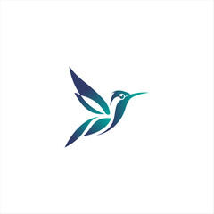 Beautiful Creative Bird Colibri Logo Design Vector