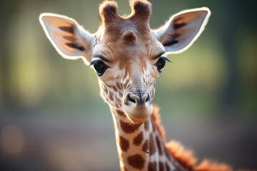 close-up of giraffe calfs face