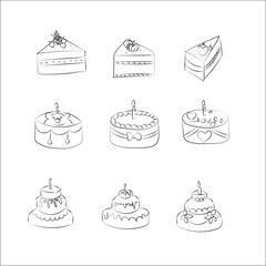  Birthday cakes,  slice bakery, piece, fruits.