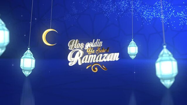 Hoş geldin ya şehri Ramazan video packshot. Translation: Welcome to Ramadan video packshot.