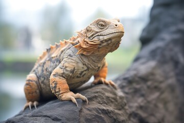 Obraz premium uromastyx on a rocky tree outcrop