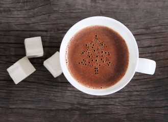 Mug of hot chocolate or cocoa with marshmallows