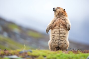 marmot on hind legs sending alarm call