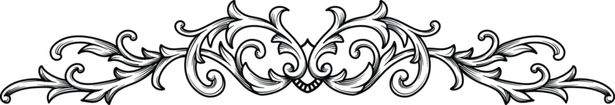 Damask ornamental Black and white filigree calligraphic vector. Vintage Baroque luxury frame engraving ornament Wedding Decoration. Flourish ornament leaf engraved retro pattern decorative design. 