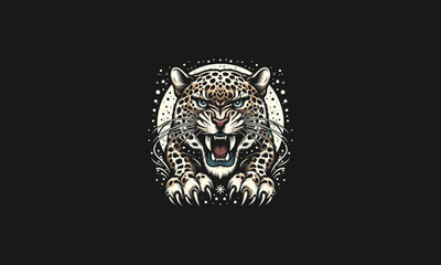 head leopard angry vector artwork design - obrazy, fototapety, plakaty