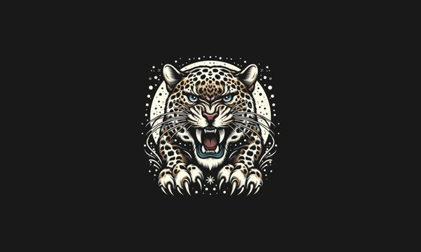 head leopard angry vector artwork design
