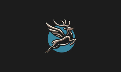 flying deer vector illustration logo design