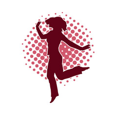 Silhouette of a female dancer in action pose. Silhouette of a slim woman in dancing pose.