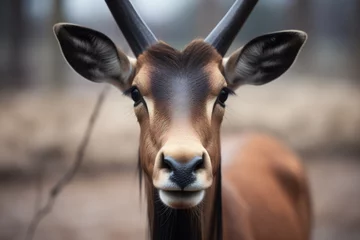 Plexiglas foto achterwand roan antelope looking directly into camera lens © stickerside