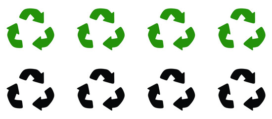 Recycling symbol icon  black and green . The universal recycling symbol. Vector illustration. - obrazy, fototapety, plakaty