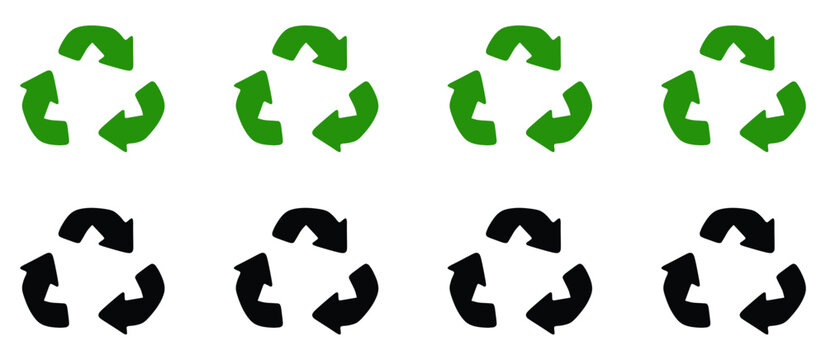 Recycling symbol icon  black and green . The universal recycling symbol. Vector illustration.