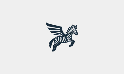 flying zebra vector illustration logo design