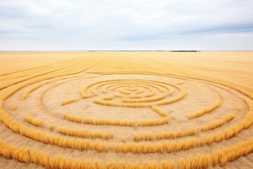 Fototapeta na wymiar crop circles in a wheat field with no visible human presence