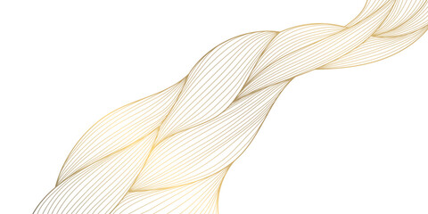 Vector gold wave pattern, abstract luxury background. Elegant design element, curve premium wallpaper, minimal line illustration banner