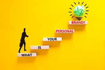 What is your personal brand symbol. Concept words What is your personal brand on wooden blocks....