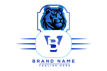 BV Tiger logo Blue Design. Vector logo design for business.