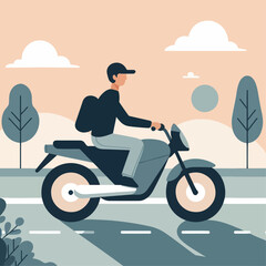 Fototapeta na wymiar illustration of person riding a motorbike