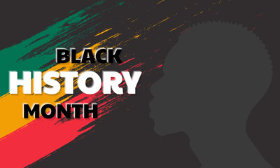 Vector illustration for celebrating African American History Month, silhouette of African man with text black history month