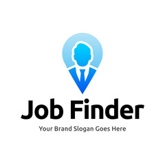 Job logo finder design template. Creative concept of digital find job vector illustration.