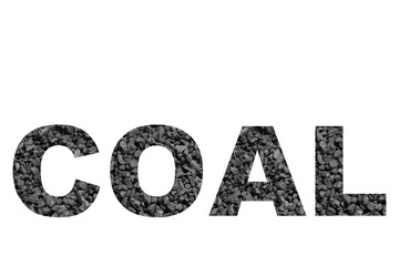 Coal. Creative text, coal, black coal. Energy crisis. Transparent background. PNG