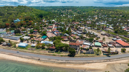 Fototapeta na wymiar aerial view of Mikindani town in Southern Tanzania
