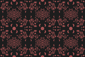paisley ethnic embroidery on Black background.Ikat oriental seamless pattern traditional.Aztec style vector illustration.design for texture fabric