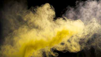 Forma abstrata e fluida de fumaça de cor amarela.