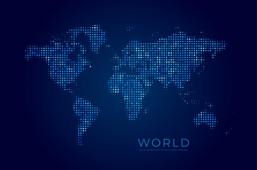 Dotted map of the world. Vector illustration. Flat style

