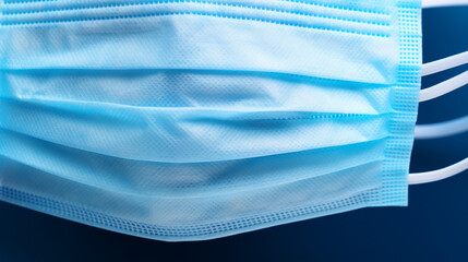 Close-Up View of Blue Medical Face Mask Material and Bandage for Health and Safety Concepts in the Covid-19 Pandemic
