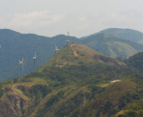 View of operational wind turbine farm