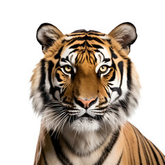 Bengal Tiger Close-Up: Half-Body Shot of an Untamed Wild Creature, Isolated on Transparent Background, PNG