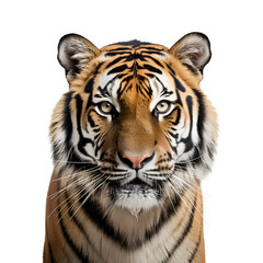 Close-Up Snapshot of Wild Animal, Bengal Tiger Half Body View, Isolated on Transparent Background, PNG