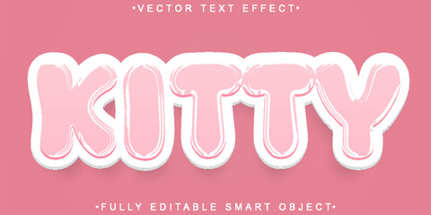 Soft Pink Kitty Vector Fully Editable Smart Object Text Effect - obrazy, fototapety, plakaty