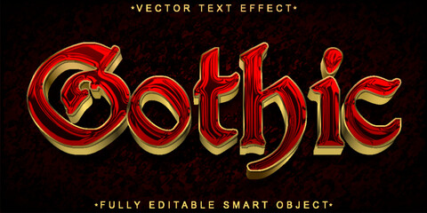 Medieval Gothic Red Vector Fully Editable Smart Object Text Effect