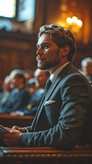 Obraz premium A juror presents documents to the jury in court. .