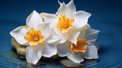 daffodils on black HD 8K wallpaper Stock Photographic Image 