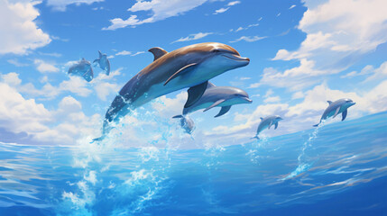 A group of dolphins swimming