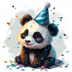  Birthday panda with a party hat