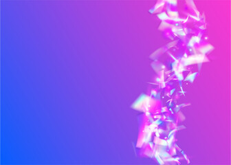 Iridescent Glitter. Purple Laser Background. Falling Tinsel. Party Design. Blur Festival Illustration. Hologram Sparkles. Bright Foil. Glamour Art. Pink Iridescent Glitter