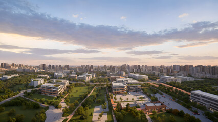 Obraz premium Modern metropolis, city skyline, urban buildings, green city
