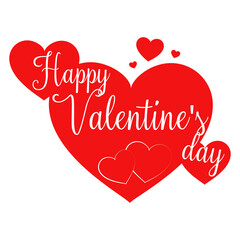 Happy Valentines Day text with hearts. Typography poster with handwritten calligraphy text, isolated on a white background.