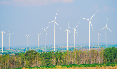 Windmills for electric power production.