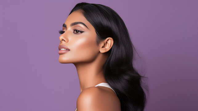 One side view of young indian model female