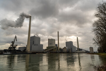 coal power plant at the river rhine