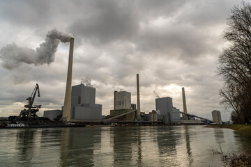 coal power plant at the river rhine