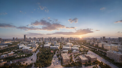 Fototapeta premium Modern metropolis, city skyline, urban buildings, green city