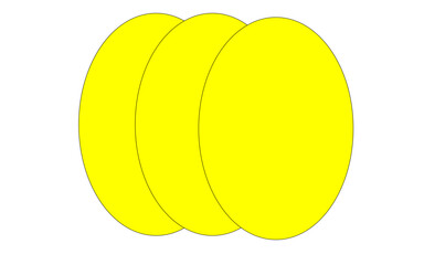 yellow circles three black outline on a white background